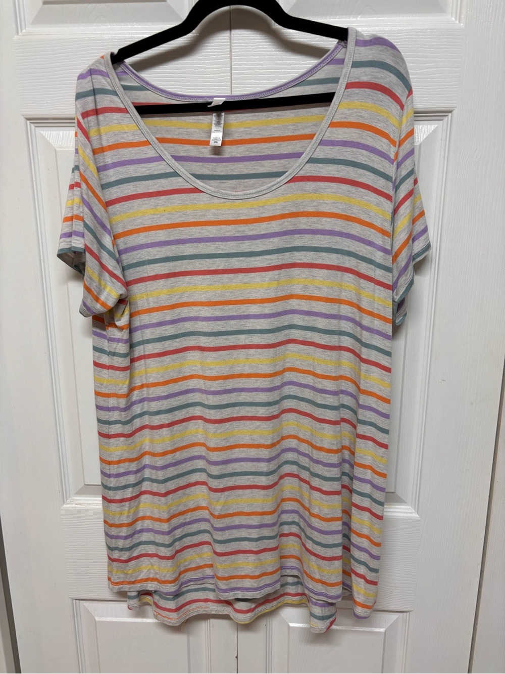 LuLaRoe Pastel Rainbow Striped Scoop Tee